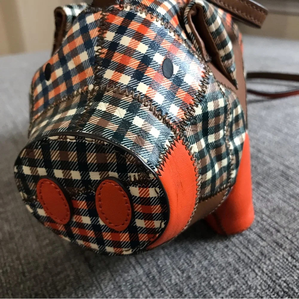 NWOT Tory Burch Peggy The Pig Leather Mini Bag Plaid - Picture 2 of 8